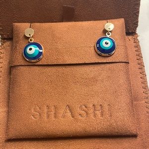 Shashi earrings from Shopbop. Hydra style. Evil eye enamel.